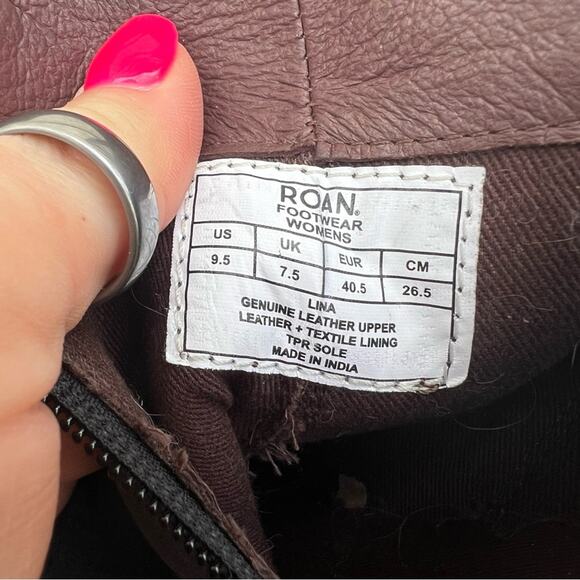 Roan Bed Stu Lina Mixed Suede Leather Black Charcoal Heeled Boot Bootie 9.5 - Picture 7 of 7